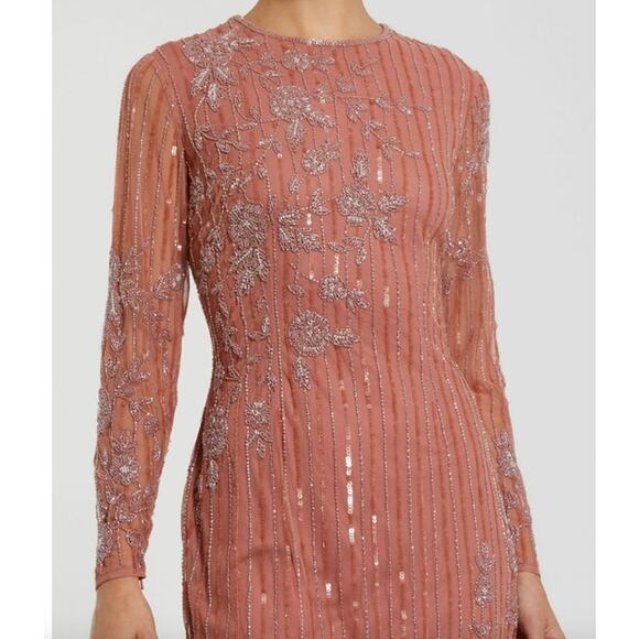 MAC DUGGAL Dress Size 4 Evening Gown Sequin NEW Pink Embellished High Neck - Picture 10 of 10